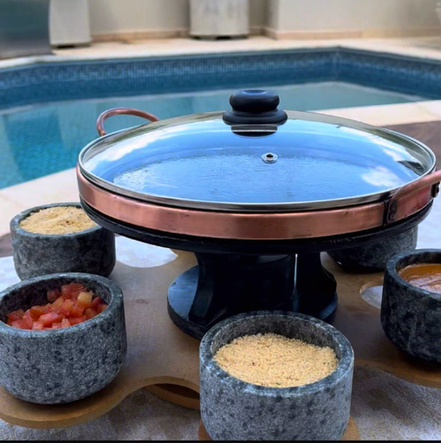 Churrasqueira Com Base Giratória - Redonda com TAMPA - Jogo com 9 peças