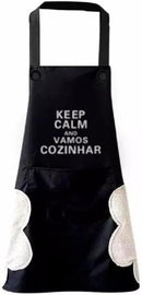 Avental de Cozinha com Seca Mãos e Bolso Uniforme Preto