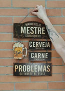 Placa Decorativa Em Mdf - Mandamentos Mestre Churrasqueiro - 29X49Cm