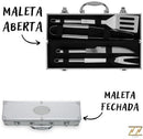 Kit Churrasco 4 Peças com Maleta em Alumínio – Conjunto Completo para Churrasco Portátil, Inclui Facas, Garfo, Pegador e Espátula – Prático, Resistente e Ideal para Viagens e Eventos - MJ BRANDS