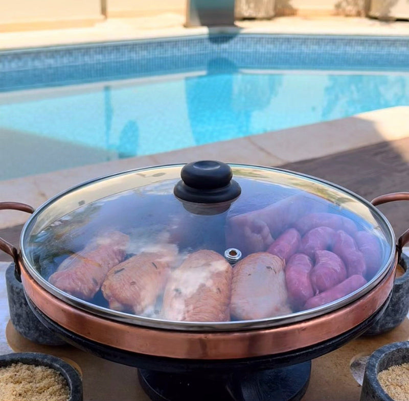 Churrasqueira Com Base Giratória - Redonda com TAMPA - Jogo com 9 peças