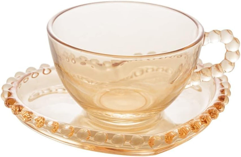 Conjunto 4 Xícaras de Café de Cristal com Pires Coração 85ml