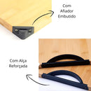 Kit Churrasco 5 Peças com Tábua de Corte em Bambu e Afiador Embutido – Faca, Garfo, Espátula, Pegador e Maleta – Presente para Amantes de Churrasco