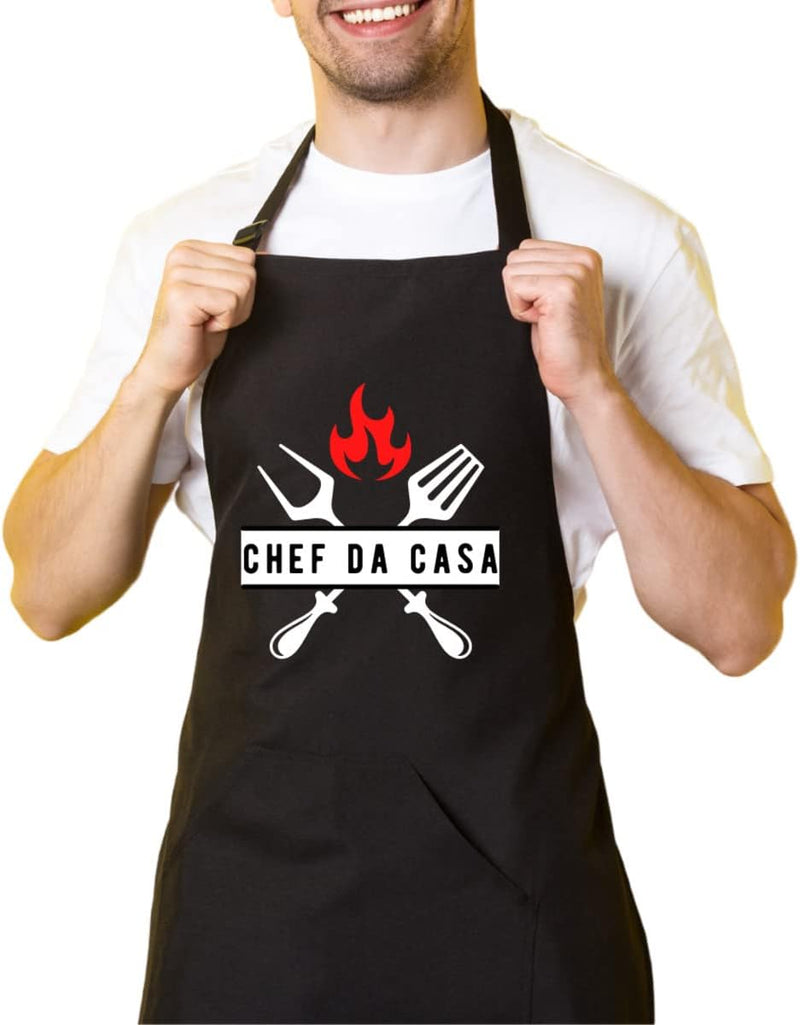 Avental De Cozinha Churrasqueiro Preto Chef Da Casa