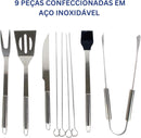 Kit Para Churrasco 9 Peças Com Estojo Resistente E Alça Cabo De Inox Inoxidável Presente Vendana