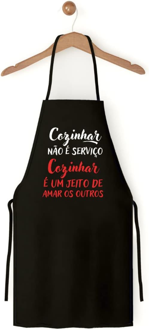 Avental Cozinha Churrasqueiro Preto Cozinhar Não É Serviço