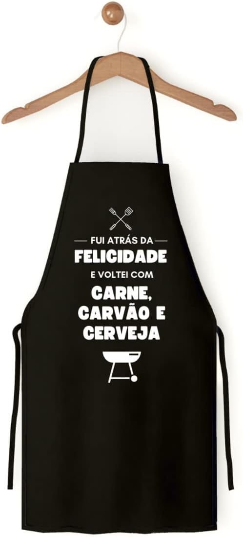 Avental De Cozinha Churrasqueiro Preto Atrás Da Felicidade