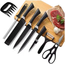 Kit Churrasco Conjunto Profissional de 8 Peças Facas Linha Gourmet Corte Navalha Antiaderente Para Churrasco kit Premium - Preto - Ideal para Presentear