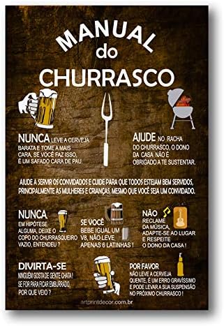Placa Decorativa Manual do Churrasco Mdf 20x30 cm