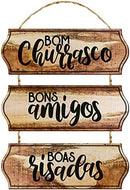 PLACA BOM CHURRASCO, BONS AMIGOS, BOAS RISADAS - 29x52cm