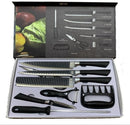 Kit Churrasco Conjunto Profissional de 8 Peças Facas Linha Gourmet Corte Navalha Antiaderente Para Churrasco kit Premium - Preto - Ideal para Presentear