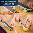 Kit Churrasco Madeirado Marrom Conjunto de 08 Peças Facas Gourmet Corte Navalha Antiaderente Premium T2X Soluções