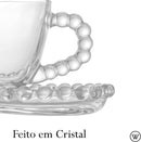 Conjunto 4 Xícaras de Café de Cristal com Pires Coração 85ml
