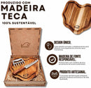 Kit Churrasco Edição Especial, com Ferramentas para Preparar e Servir Carnes com Estilo, Ideal para Churrascos, Festas e Presente, Tábua Artesanal, Faca Inox 7" e Garra de Urso – WOODBULL.