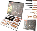 Kit Churrasco Madeirado Marrom Conjunto de 08 Peças Facas Gourmet Corte Navalha Antiaderente Premium T2X Soluções