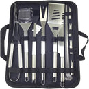 Kit Conjunto Profissional para Churrasco em Aço Inox com maleta 15 peças