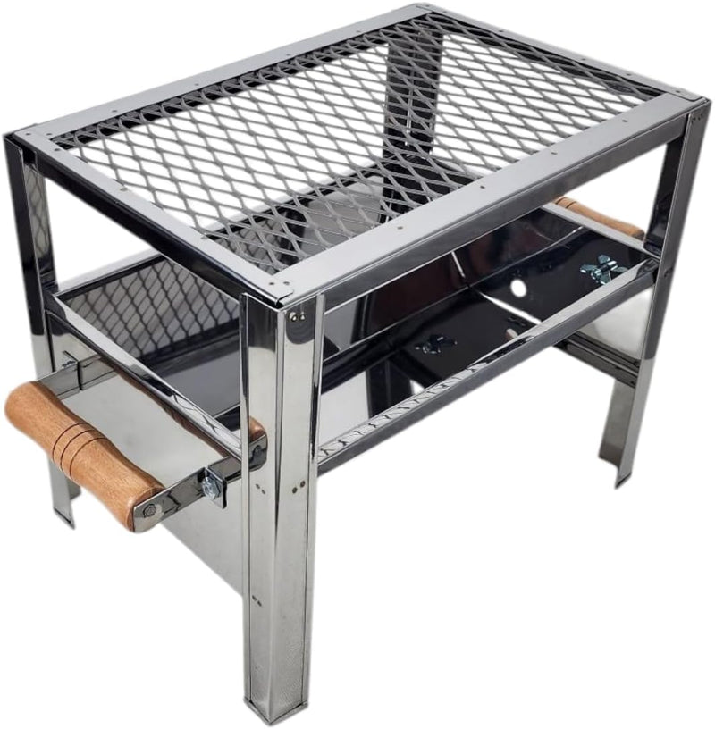 Churrasqueira Aço Inox Mini Grill Pesca Camping + Grelha
