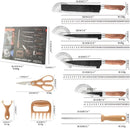 Kit Churrasco Madeirado Marrom Conjunto de 08 Peças Facas Gourmet Corte Navalha Antiaderente Premium T2X Soluções