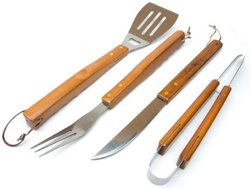 Kit de churrasco 4 peças com cabo de madeira