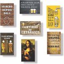 Kit 7 Quadros Placas Decorativa Churrasqueira Área gourmet
