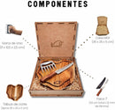 Kit Churrasco Edição Especial, com Ferramentas para Preparar e Servir Carnes com Estilo, Ideal para Churrascos, Festas e Presente, Tábua Artesanal, Faca Inox 7" e Garra de Urso – WOODBULL.