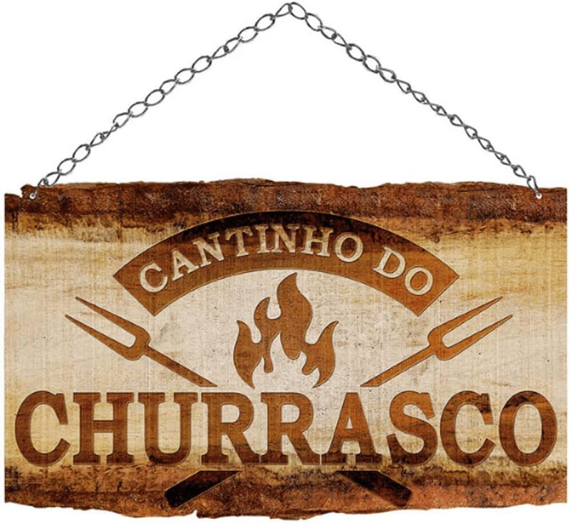 PLACA DECORATIVA EM MDF - CANTINHO DO CHURRASCO 24x27cm