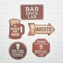 Kit 5 Placas Em Mdf Frases Churrasco Bar Boteco Cerveja