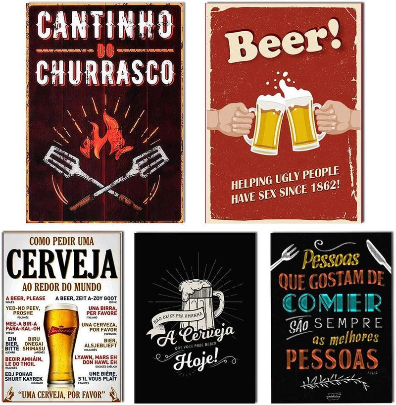 Kit 15 Placas Quadros Decorativos Tema Churrasco Bebidas