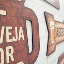 Kit 5 Placas Em Mdf Frases Churrasco Bar Boteco Cerveja