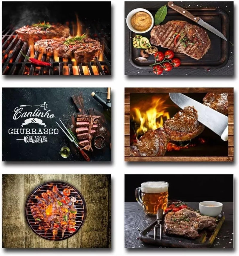 Kit 6 Placas Decorativas Mdf Churrasco Churrasqueira Bar