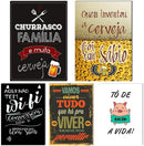 Kit 15 Placas Quadros Decorativos Tema Churrasco Bebidas