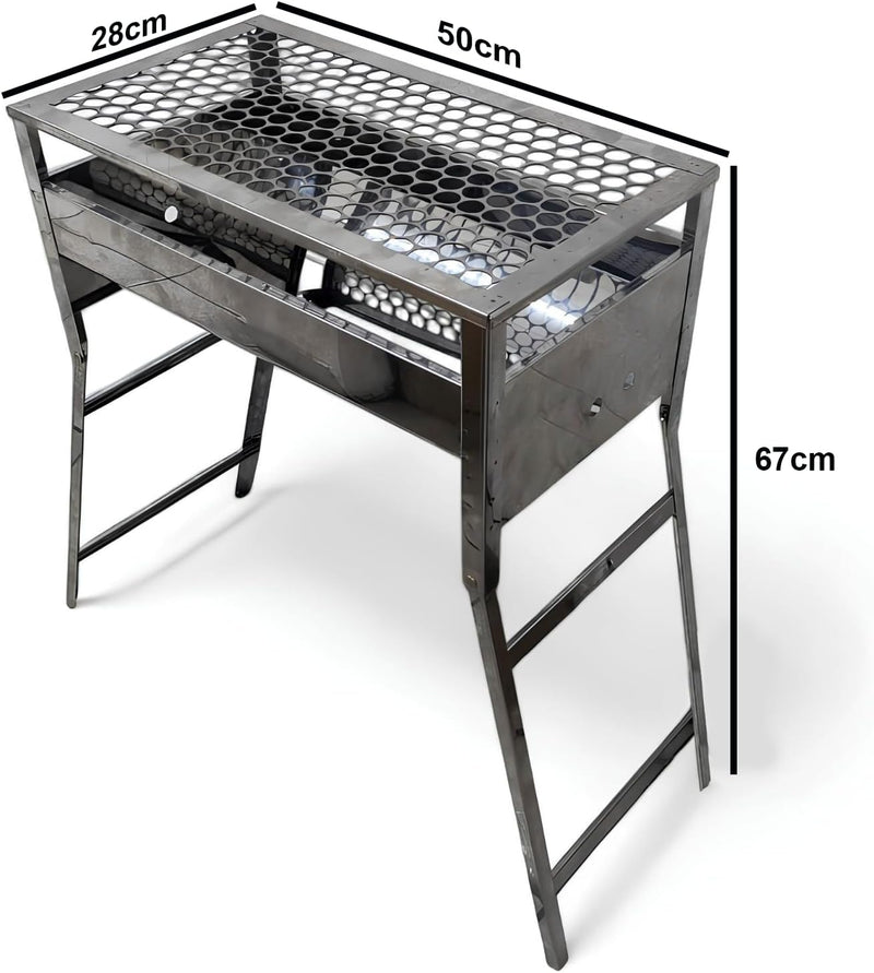 Churrasqueira a carvão de inox portatil
