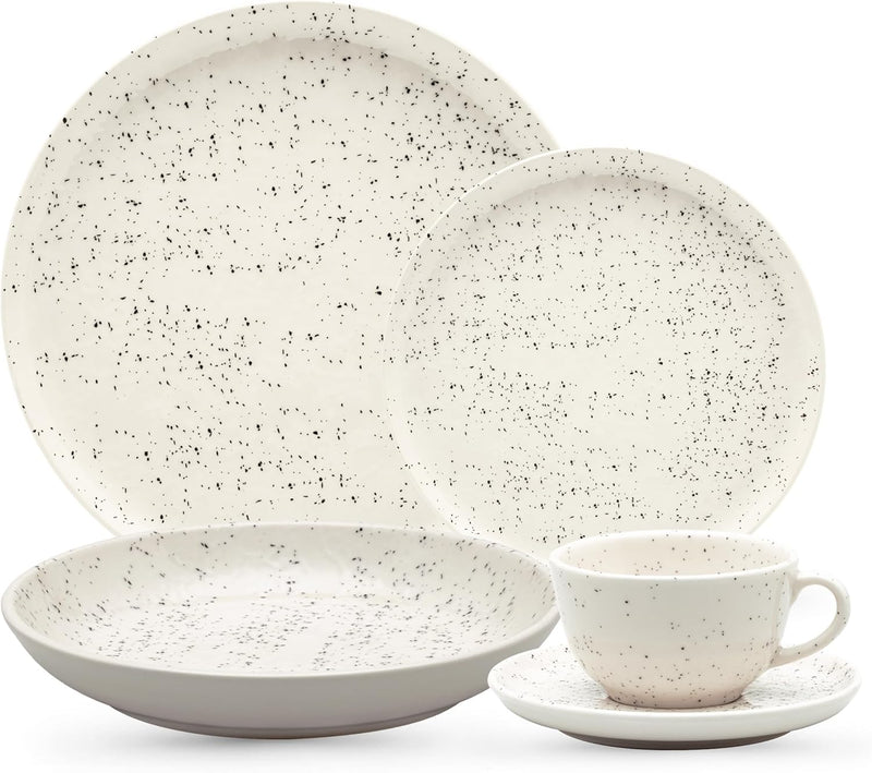 Aparelho de Jantar  Bege Pintado  – (com Brinde) | Serve 06 Pessoas (24 PEÇAS)