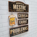 Placa Decorativa Em Mdf - Mandamentos Mestre Churrasqueiro - 29X49Cm
