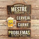 Placa Decorativa Em Mdf - Mandamentos Mestre Churrasqueiro - 29X49Cm