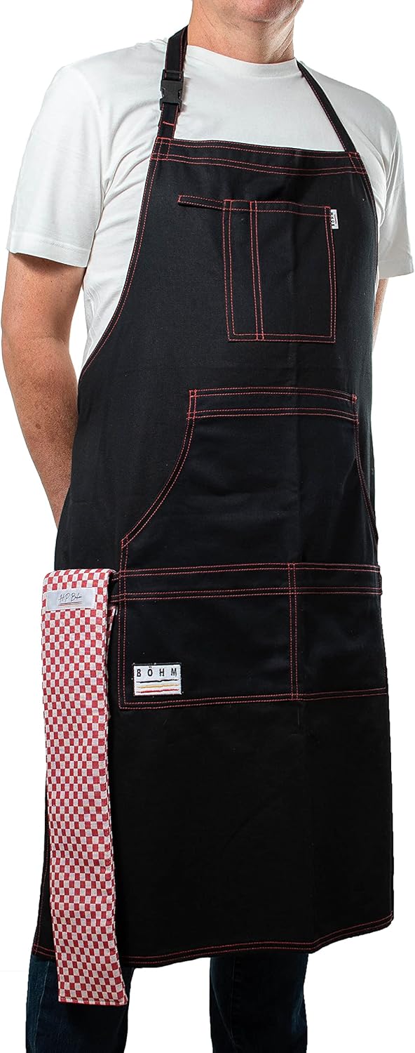 Avental Masculino Feminino Ajustável Confortável Costura Dupla Algodão inclui Toalha de panela resistente ao calor