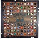 Quadro Porta Tampinhas Decorativo Para Sala Área de Festas Cantinho do churrasco - Cervejaterapia Cor Nogal