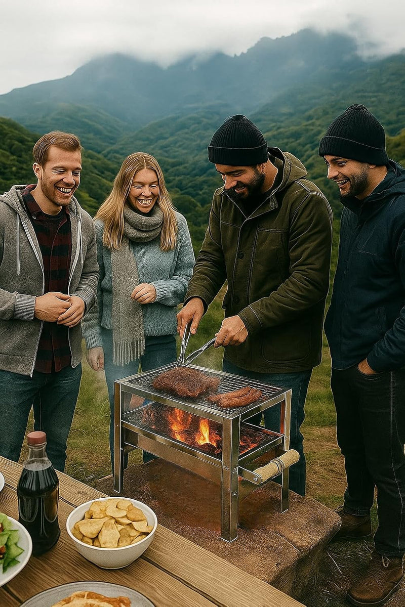 Churrasqueira Aço Inox Mini Grill Pesca Camping + Grelha