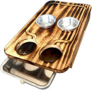 Kit Churrasco Premium com Tábua de Madeira Desenhada, 2 Potes Removíveis, Faca e Garra de Urso para Carne