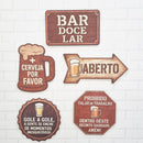 Kit 5 Placas Em Mdf Frases Churrasco Bar Boteco Cerveja