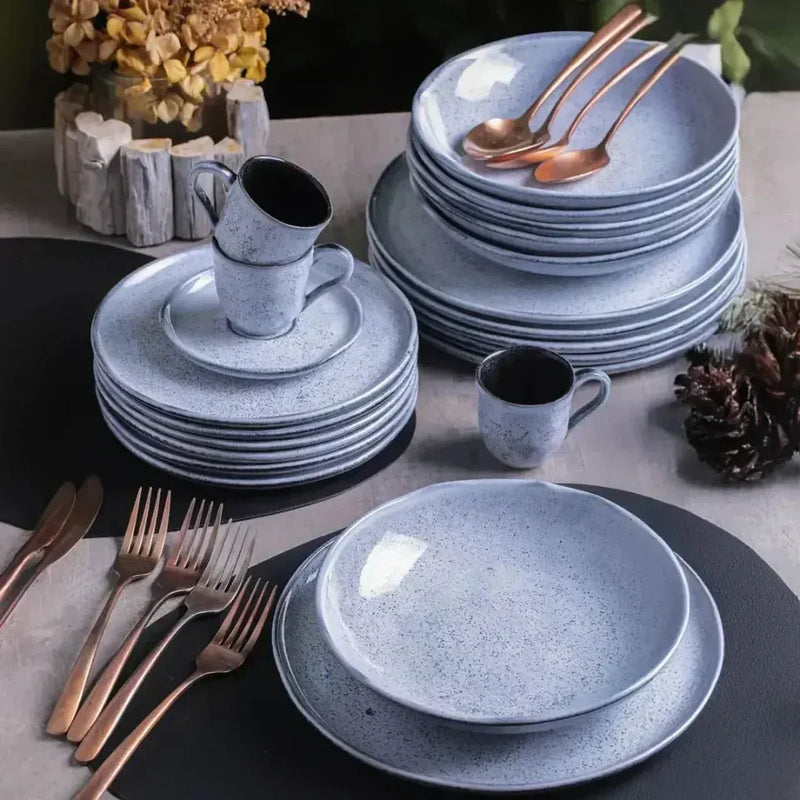 Aparelho de Jantar Orgânico Branco Retrô – (com Brinde) | Serve 06 Pessoas