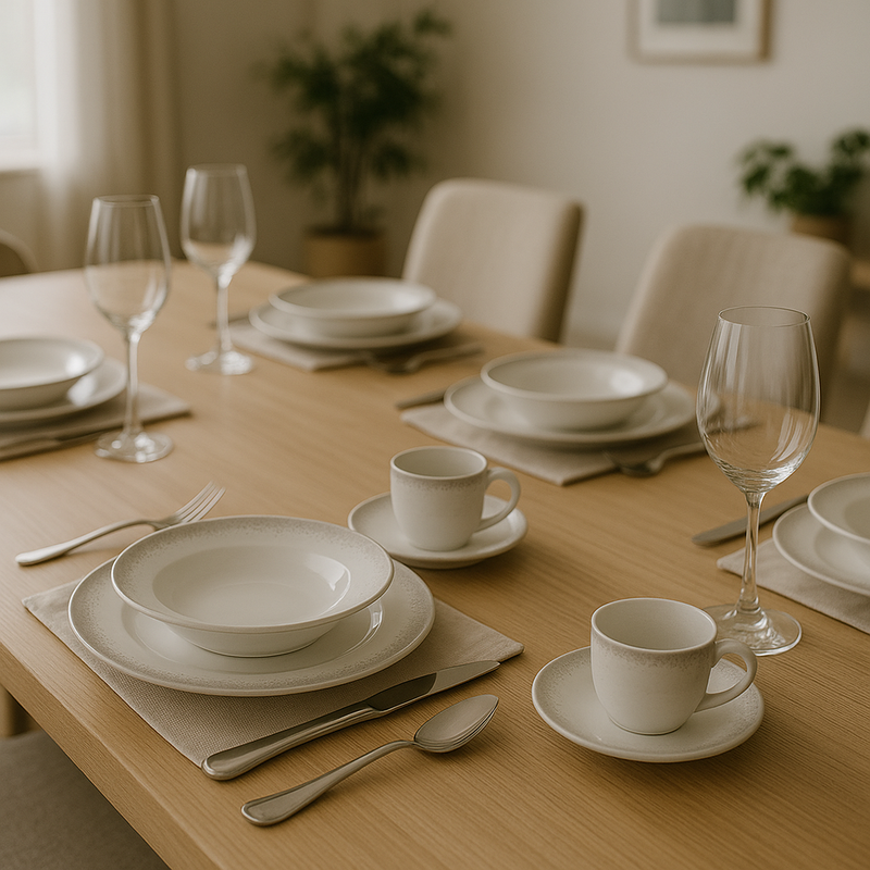 Aparelho de Jantar  Névoa Cinza - Serve 06 pessoas (COLEÇÃO NÉVOA)