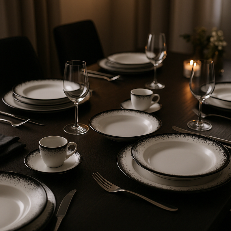 Aparelho de Jantar  Névoa Preto - Serve 06 pessoas (COLEÇÃO NÉVOA)