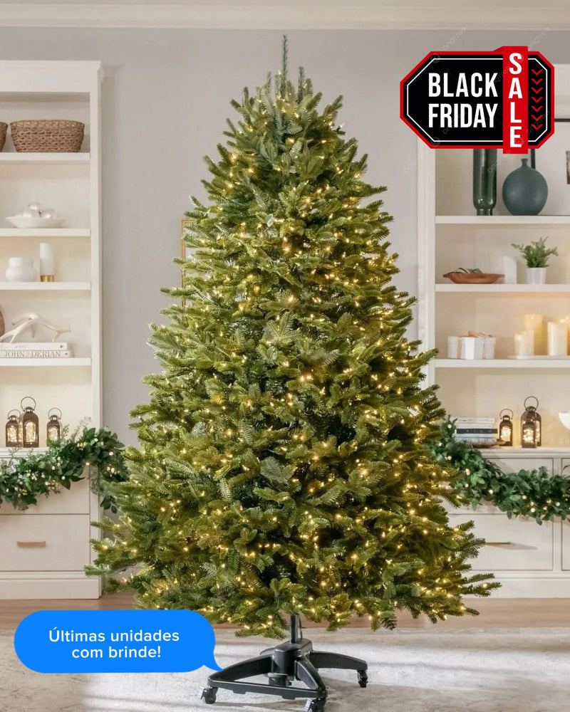Árvore de Natal Premium com Galhos Articulados + BRINDE Luzes de LED Fios de Fada