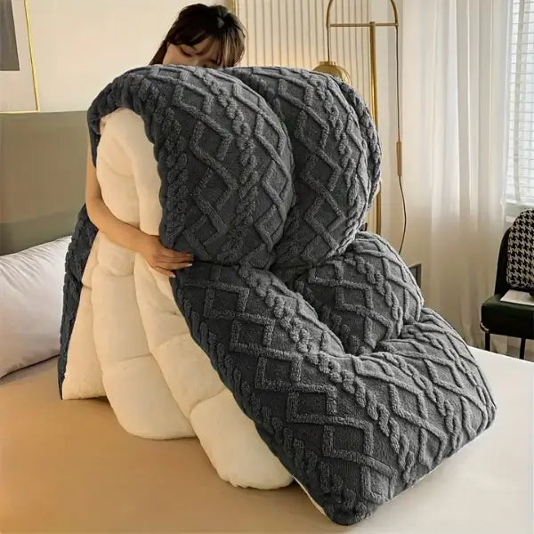 Brisa do Campo - Edredom Cobertor Casal Grosso Aconchegante Textura de Lã + BRINDE